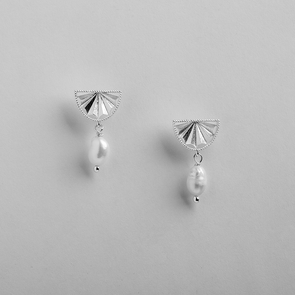 نیم ست گردنبند و گوشواره نقره و مروارید PN1072 - Image 3