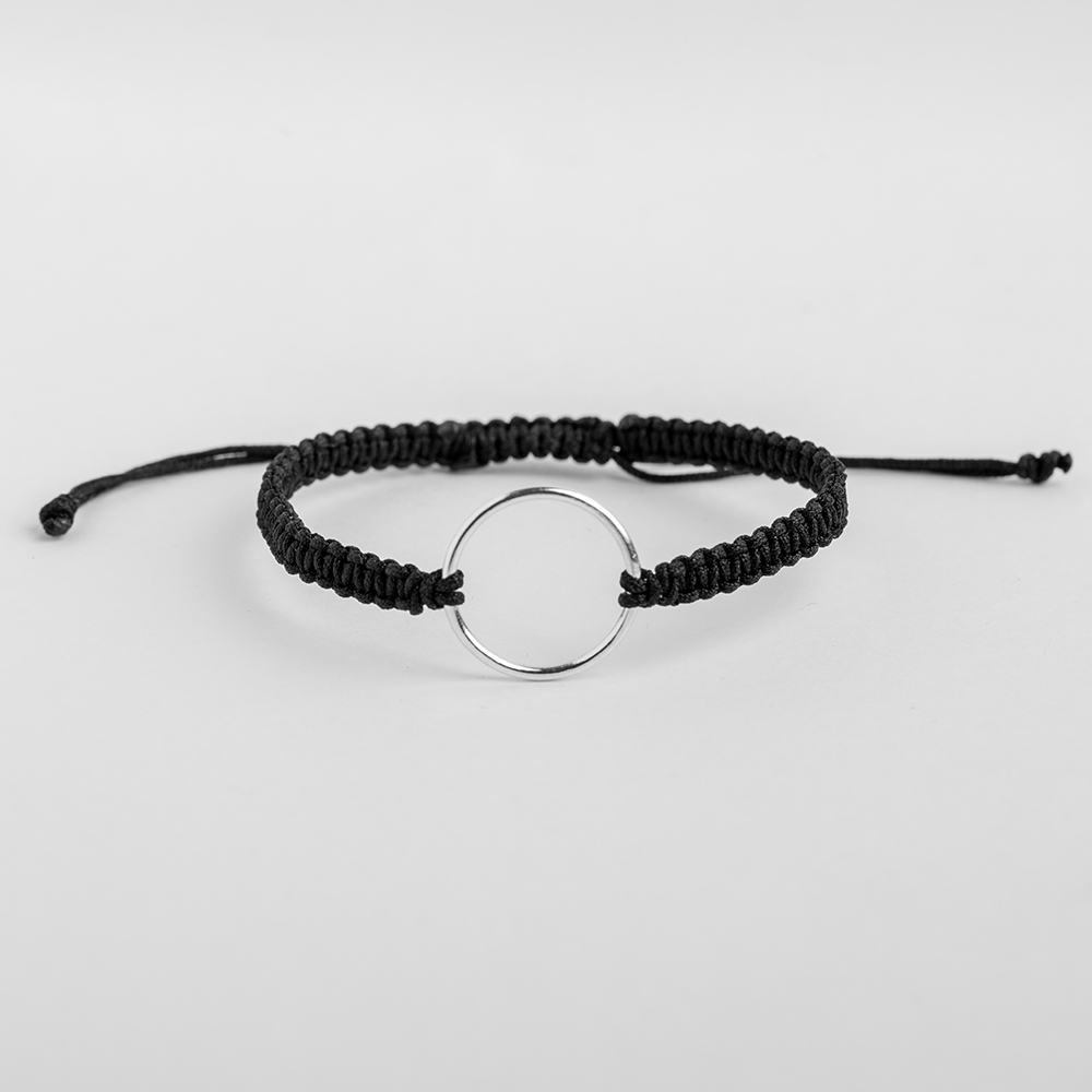 دستبند نقره و نخ بافت BR1007