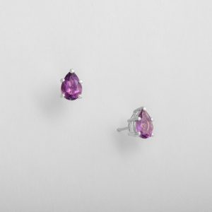 گوشواره نقره و سنگ اشک آمیتیست