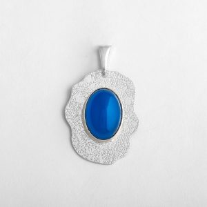 آویز نقره و سنگ عقیق آبی
