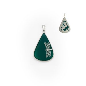 آویز نقره و سنگ عقیق سبز