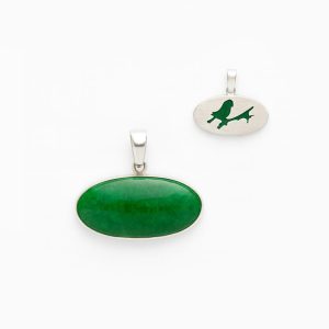آویز نقره و سنگ عقیق سبز