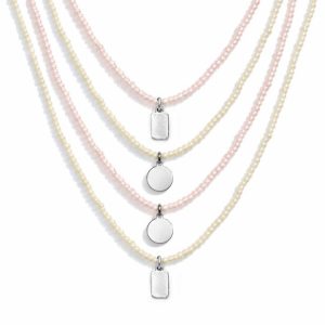 گردنبند نقره و بند طرح مروارید PN1018